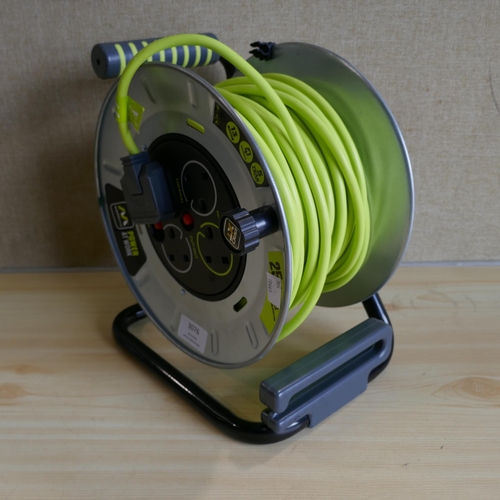 3076 - Masterplug 25M 4 Socket Cable Reel (324-280) *This lot is subject to vat