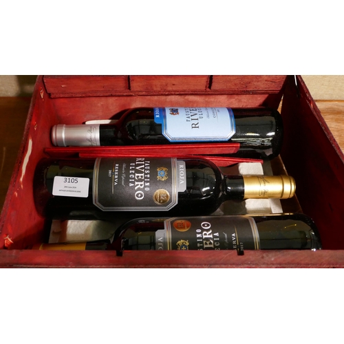 3105 - Rioja Gift Chest - Six bottles of Mixed wine (Damaged) (323-216) *This lot is subject to VAT