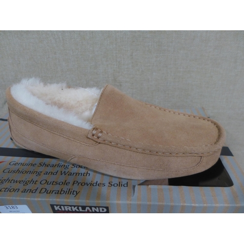 3183 - 2 pairs of chestnut/cream shearling slippers - size UK 8  *This lot is subject to VAT