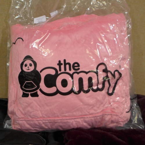 3191 - Pink Comfy hoodie, Samsonite back pack and purple throw  *This lot is subject to VAT