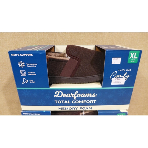 3195 - 2 pairs of Dearfoam brown slippers - size XL  *This lot is subject to VAT