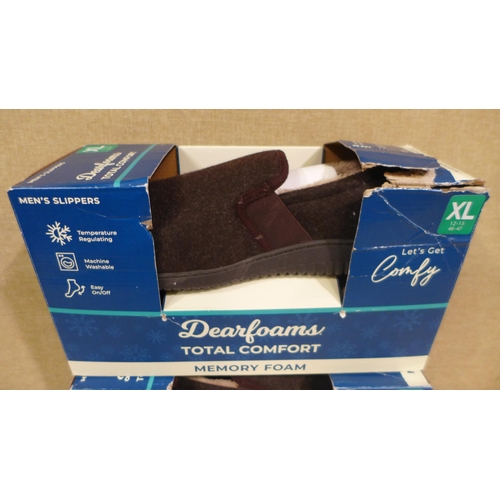 3197 - 2 pairs of Dearfoam brown slippers - size XL  *This lot is subject to VAT