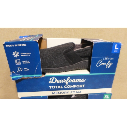 3219 - 2 pairs of Dearfoam grey slippers - size L & XL  *This lot is subject to VAT