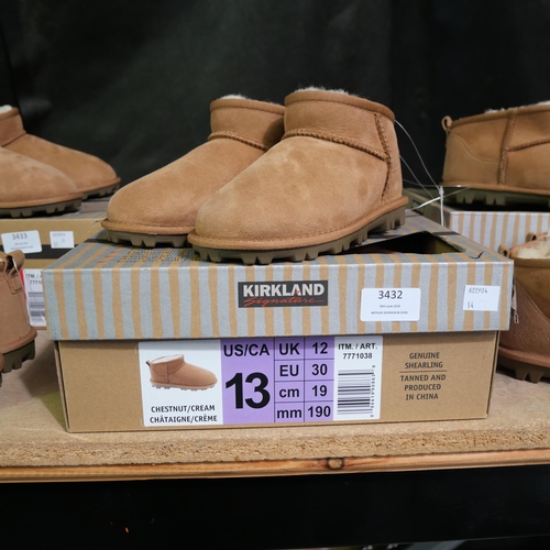 3432 - 2 pairs of chestnut shearling childs boots - UK size 12  *This lot is subject to VAT