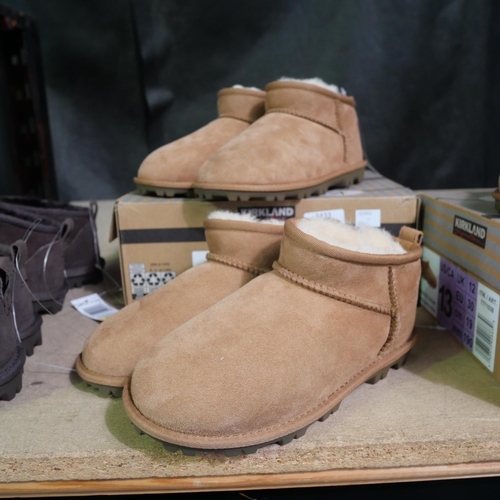 3433 - 2 pairs of chestnut shearling childs boots - UK size 2  *This lot is subject to VAT