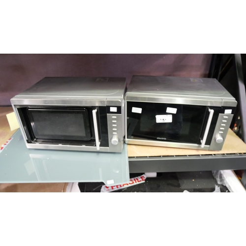 3441 - CDA Curved Grey Glass Splashback and 2 Electriq microwaves - scrap/damaged  (448-76,182) *This lot i... 