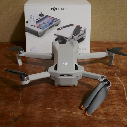 3136 - Dji Mini 3 Drone (Damaged/ No remote) Original RRP £414.99 + vat (324-263) *This lot is subject to v... 