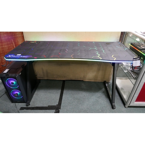 3142 - X-Rocker Pulsar RGB gaming desk with wireless charger (Slight Damage) (232-801)  * This lot is subje... 