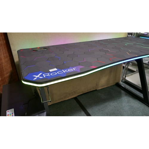 3142 - X-Rocker Pulsar RGB gaming desk with wireless charger (Slight Damage) (232-801)  * This lot is subje... 