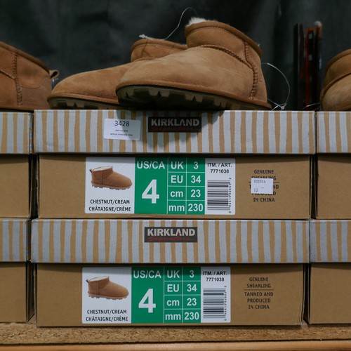 3428 - 3 pairs of chestnut shearling childs boots - UK size 3  *This lot is subject to VAT