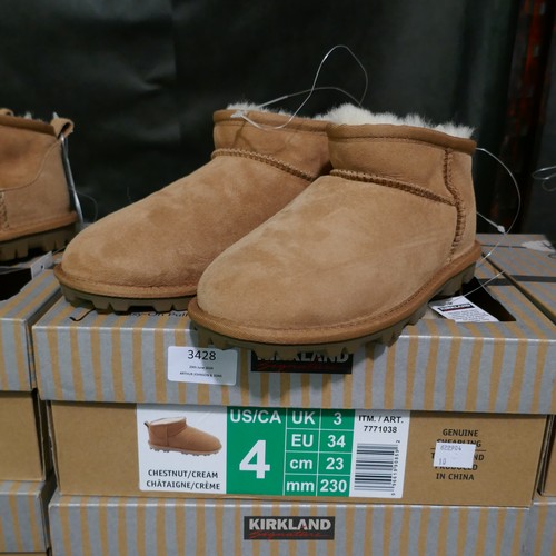 3428 - 3 pairs of chestnut shearling childs boots - UK size 3  *This lot is subject to VAT