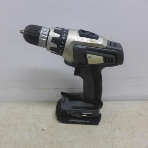 2020 - A quantity of power drills including a Challenge Xtreme CD12181 cordless drill with 2 18V batteries,... 