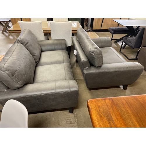 1331 - Black PU leather two seater sofa and loveseat