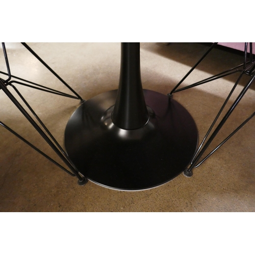 1345 - A black tulip table, 70cm with 2 Eiffel chairs