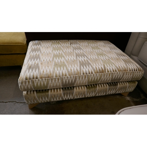 1387 - A stone and olive zig-zag upholstered footstool