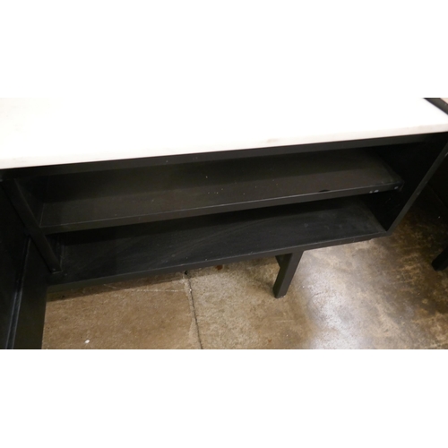 1388 - A bar code black and marble large TV stand  *This lot is subject to VAT