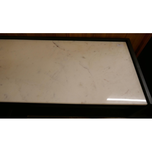 1388 - A bar code black and marble large TV stand  *This lot is subject to VAT