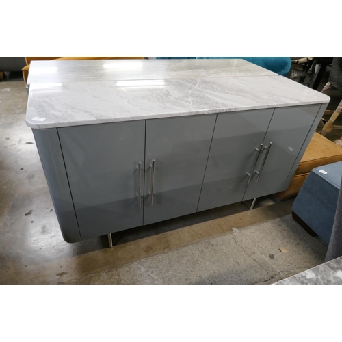 1406 - A marble effect and grey four door sideboard  *This lot is subject to VAT