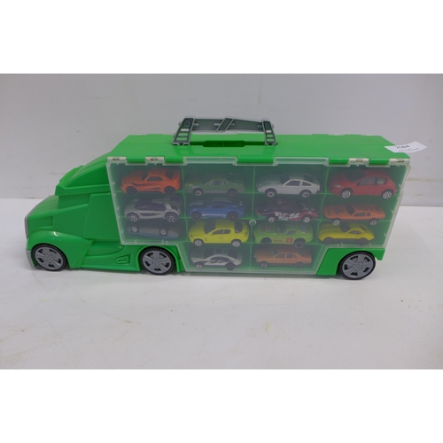 2084 - 3 car transporter toys including 34 collectable toy cars