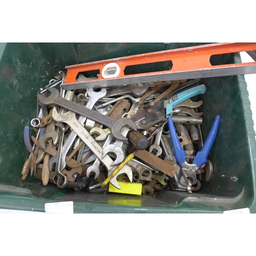 2026 - 2 Boxes of assorted hand tools including - spanners, hammers, screw drivers etc. and a plastic tool ... 