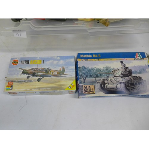 2052 - A box of assorted toys including Airfix and other model kits - mostly army related