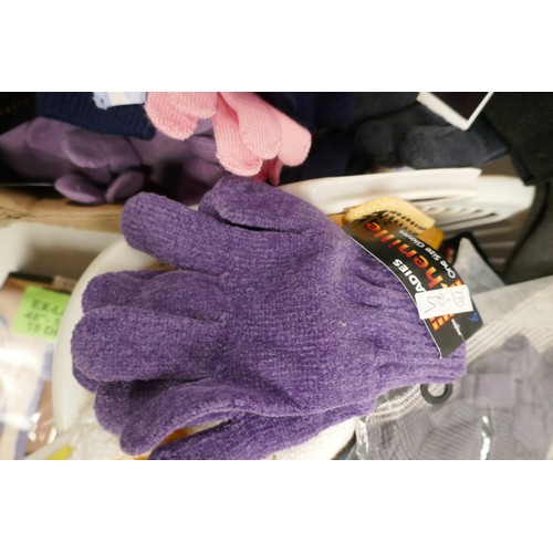 2251 - Two boxes of assorted children's hats gloves and scarfs in assorted sizes and styles including a qua... 