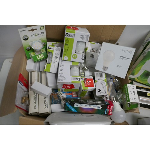 2266 - A box of approx. 50 assorted LED light bulbs and starters - including pro-lite, Dial, Sainsbury's ho... 