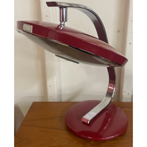 14 - A Spanish Fase 520C model chrome and red metal desk lamp, designed by Luis Perez De La Oliva