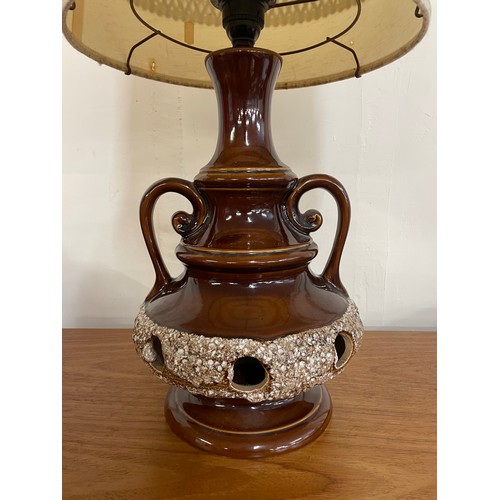 61 - A West German brown glazed table lamp