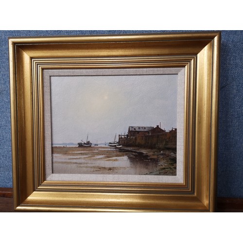 275 - James Wright, South Quay, Wells-Next-The-Sea, oil on board, framed