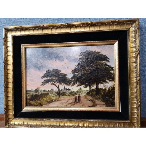 277 - Thomas William Hammond (1848-1935), figures on country lane, oil on board, framed