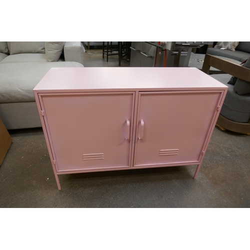 1468 - A pink two door industrial style cabinet