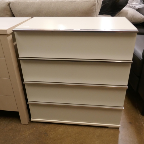 1471 - A white glass fronted chest of four drawers *This lot is subject to vat