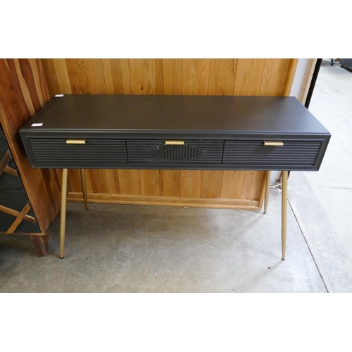 1482 - A black three drawer console table