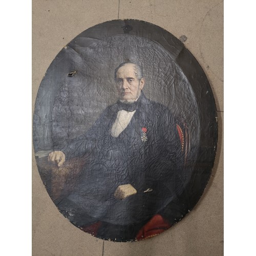 284 - Aurele Robert, a portrait of a gentleman wearing the Legion d'Honneur, oil on canvas, unframed, date... 