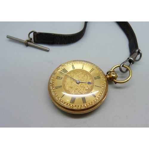 1008 - An 18ct gold cased pocket watch, Henry Bolton, Liverpool, the case hallmarked Chester 1873, case bea... 