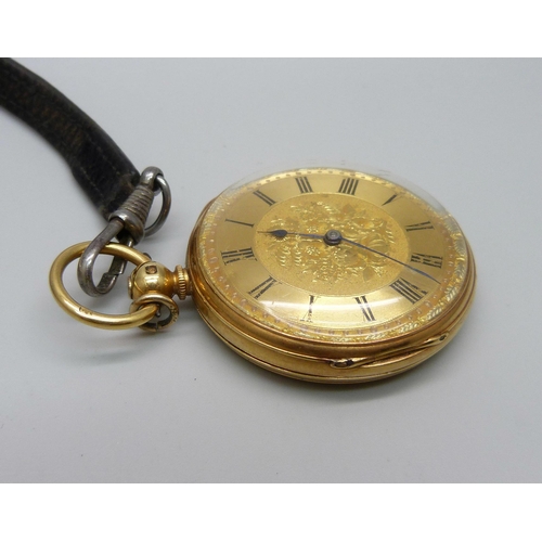 1008 - An 18ct gold cased pocket watch, Henry Bolton, Liverpool, the case hallmarked Chester 1873, case bea... 