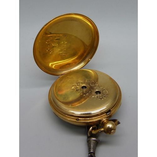 1008 - An 18ct gold cased pocket watch, Henry Bolton, Liverpool, the case hallmarked Chester 1873, case bea... 