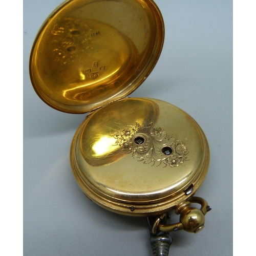 1008 - An 18ct gold cased pocket watch, Henry Bolton, Liverpool, the case hallmarked Chester 1873, case bea... 