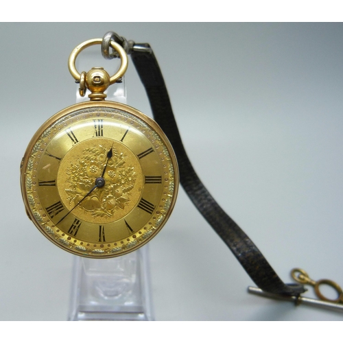 1008 - An 18ct gold cased pocket watch, Henry Bolton, Liverpool, the case hallmarked Chester 1873, case bea... 