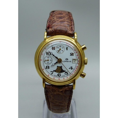 1052 - A gentleman's Lorenz Sun and Moon roller chronograph wristwatch