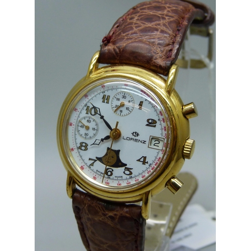 1052 - A gentleman's Lorenz Sun and Moon roller chronograph wristwatch