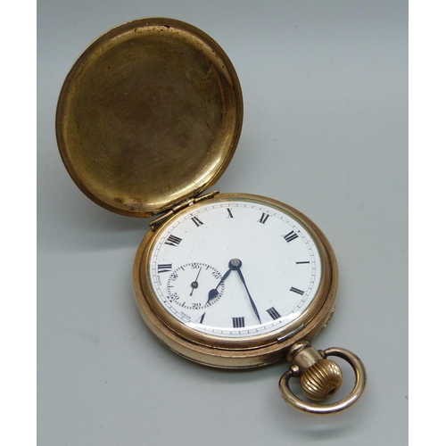 1054 - A rolled gold cased full-hunter pocket watch