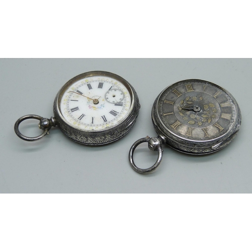 1055 - Two silver fob watches, a/f