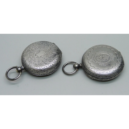 1055 - Two silver fob watches, a/f