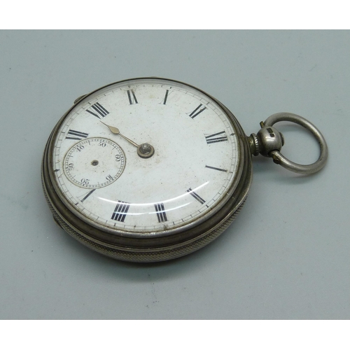 1057 - A silver cased chain drive pocket watch, Pearce, Nottingham