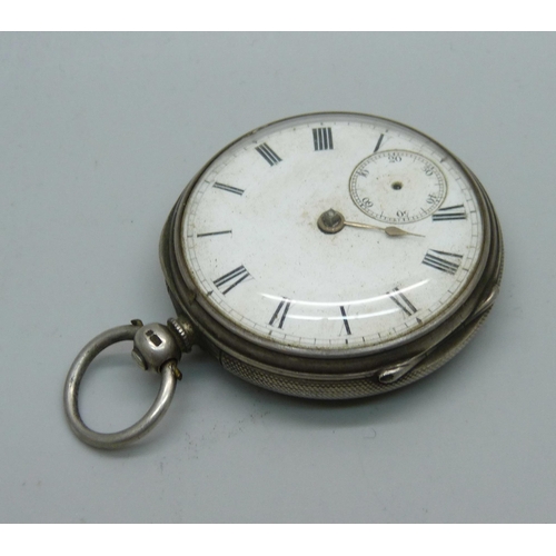 1057 - A silver cased chain drive pocket watch, Pearce, Nottingham