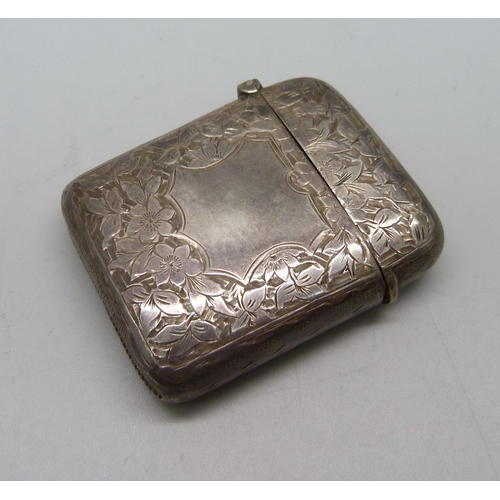 1072 - A silver vesta case, P&S, Birmingham, 1897, 26g