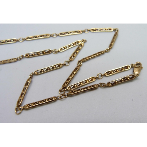 1077 - A yellow metal necklace, the clasp stamped 9k, 47cm, 7.4g