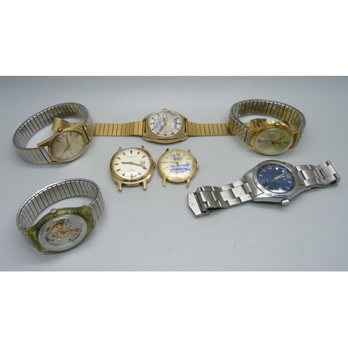 1080 - Six wristwatches including Sekonda, Accurist and Swatch